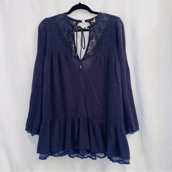 Free People One Night Bohemian Mini Dress Tunic Women's Sz Small - Picture 2 of 9